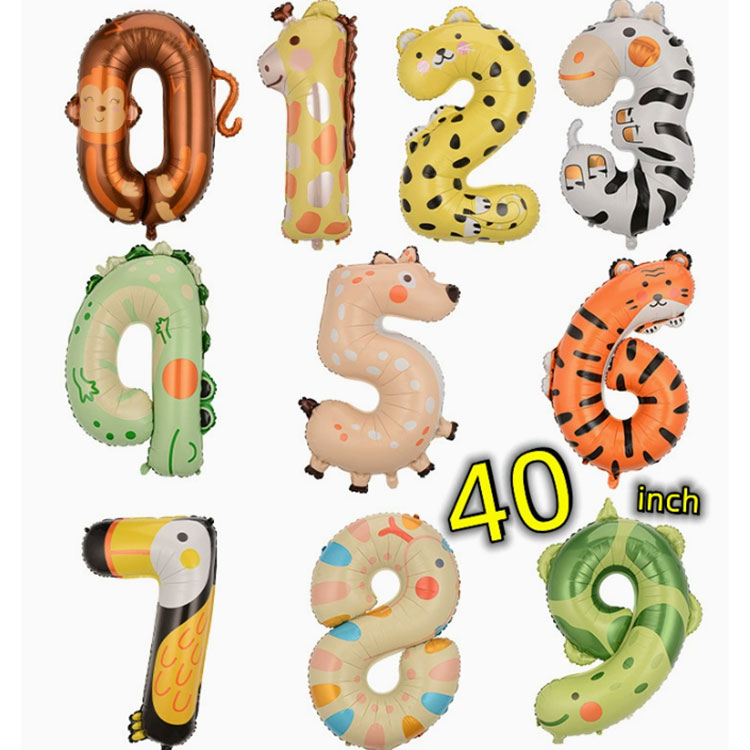 40 düymlük heyvan sayı folqa balonları