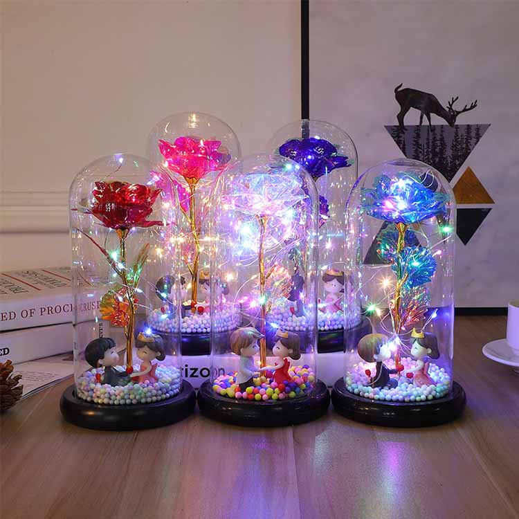 LED 24K şüşə gül
